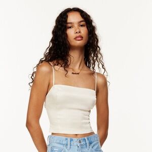 GREEN Aritzia Sunday Best Shimmer Satin Camisole